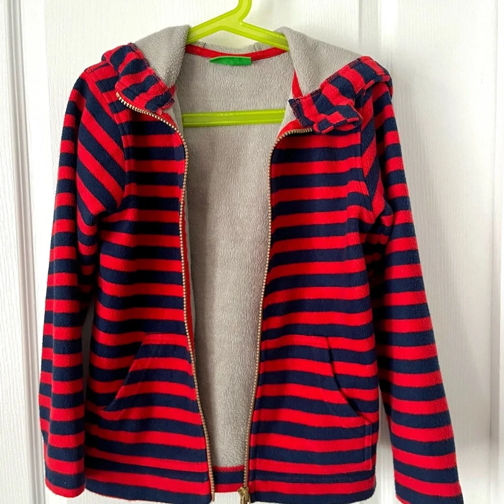MOUNTAIN WAREHOUSE Striped Fleece Zip Hoodie Kids 7-8 Red Navy - Picture 3 of 9